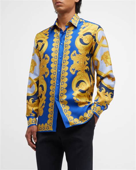 men versace silk shirts poshmark|1st copy Versace shirt men.